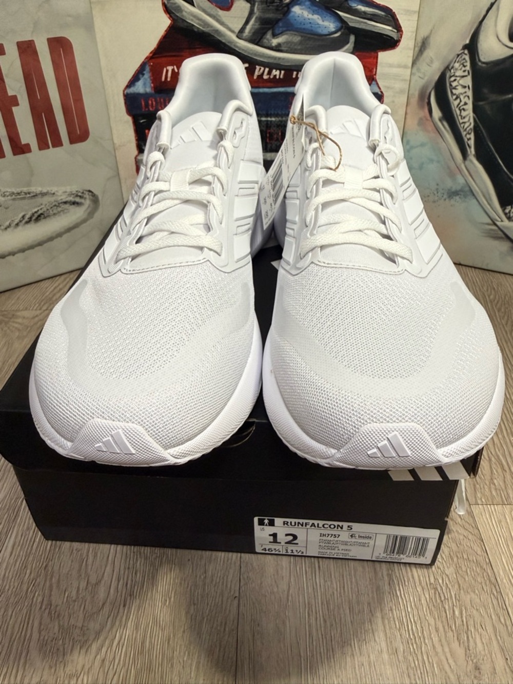 New adidas Runfalcon 5 Triple White Running Shoes Sneakers Size 11.5 Men - Picture 4 of 13